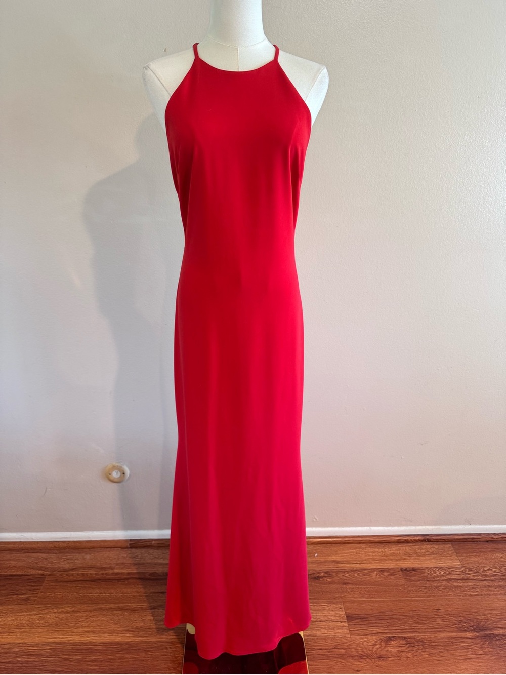 Badgley Mischka Collection Red Halter Formal Gown Size 6